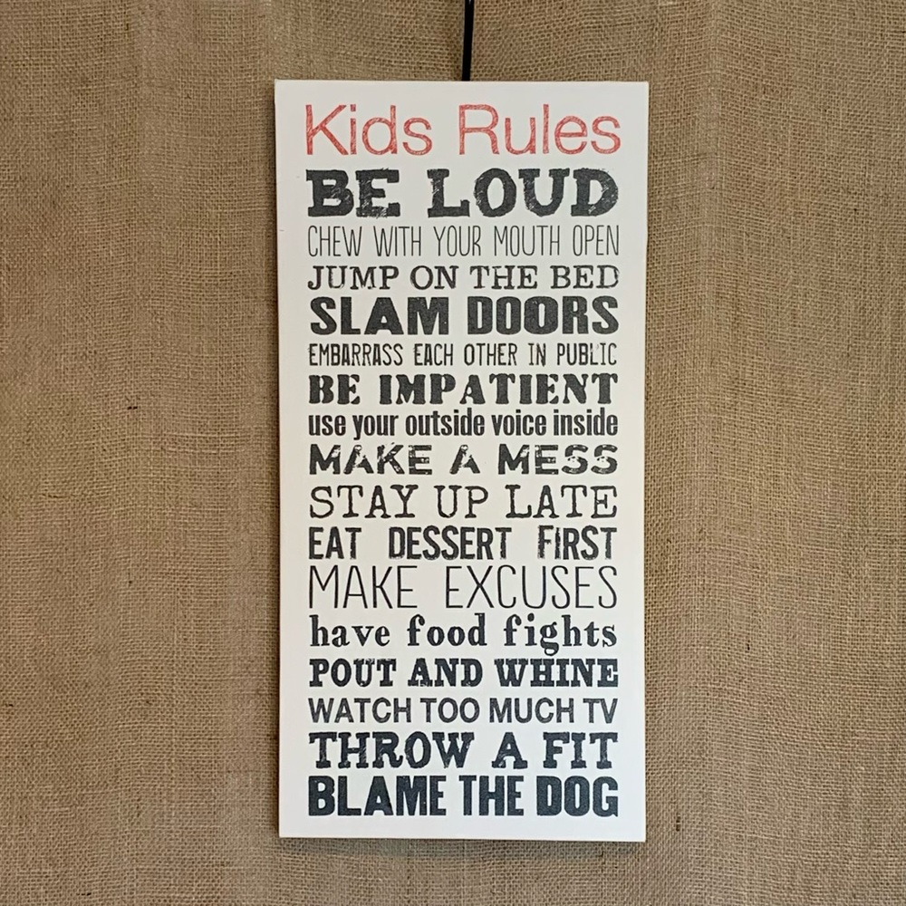 LOUISE CAREY Kid’s Rules Canvas Wrap Message Art
